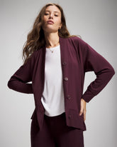MERLOT - Ultrasoft Fleece Relaxed Button Up Cardigan