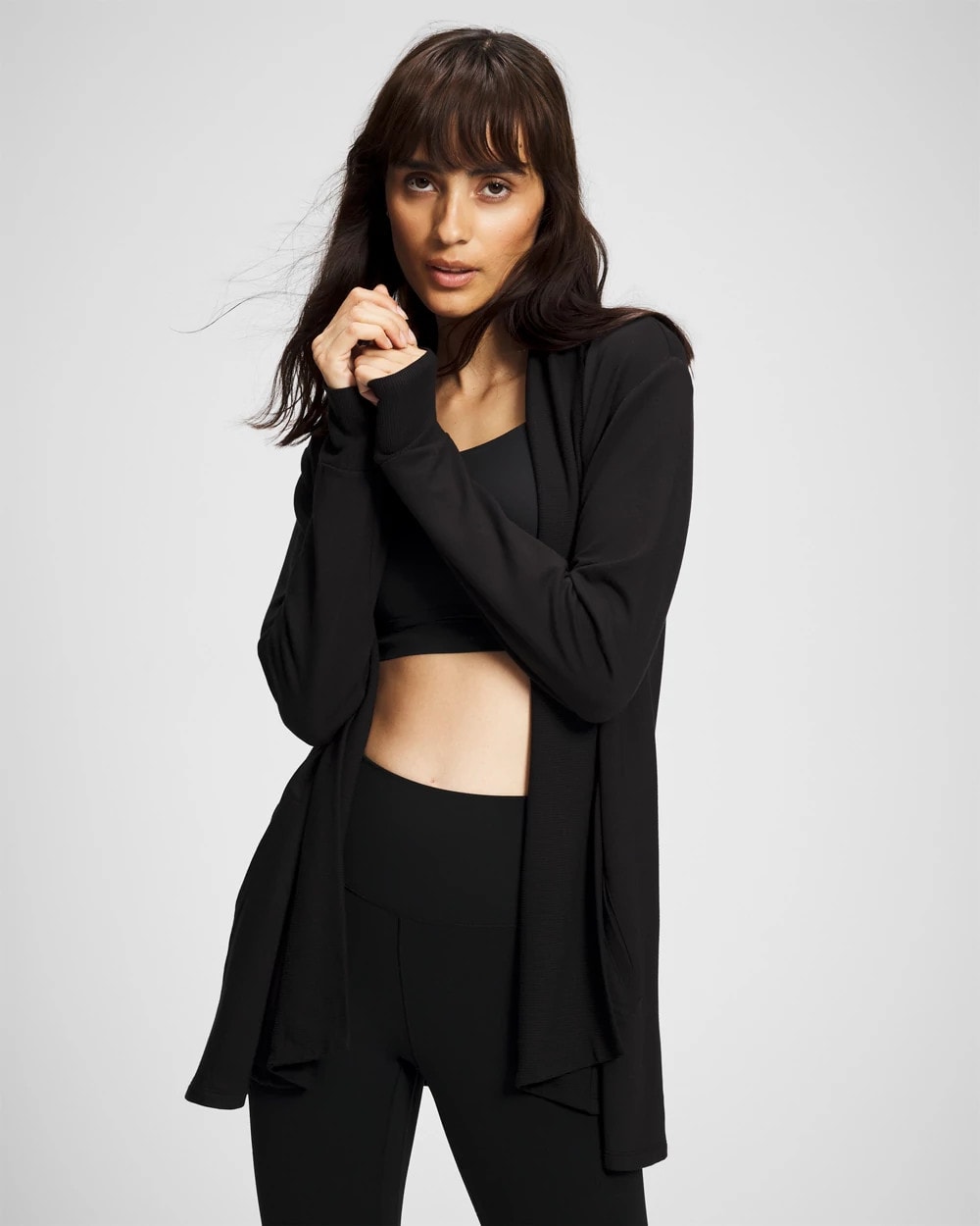 BLACK - Ultrasoft Fleece Cardigan