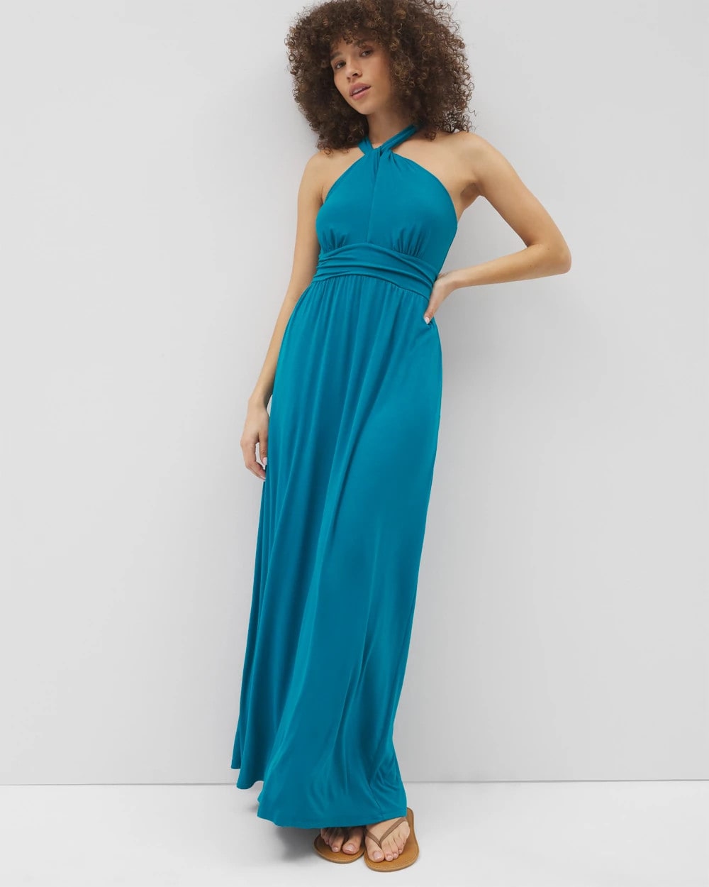 DEEP POSEIDON - Bayside Halter Maxi Bra Dress