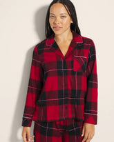 WRAPPED UP PLAID RED - Super Soft Long-Sleeve Notch Collar Pajama Top
