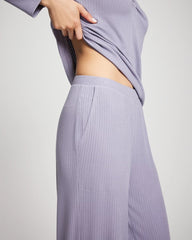 LAVENDER CLOUD - Pointelle Wide Leg Pajama Pant