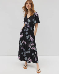 FLORAL HAVEN BLACK - Oasis Midi Bra Dress