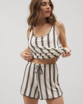 HAMPTON STRIPE BLACK - Printed Pajama Shorts