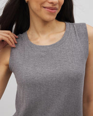 HEATHER CHARCOAL - Rib Lounge Short Dress