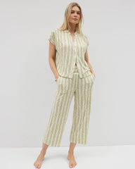 CHILL STRIPE CHAMPAGNE - Cropped Pajama Pants