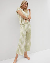 CHILL STRIPE CHAMPAGNE - Cropped Pajama Pants