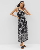 PEACEFUL FLORA BLK - Paradiso Midi Bra Dress