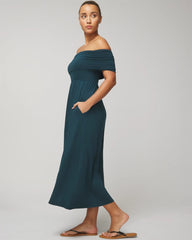 DARK HARBOUR - Off-The-Shoulder Midi Bra Dress