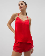 DARE ME RED - Lace Trim Pajama Cami
