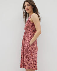 GOA GEO GRAND VELVET PLUM - V-Neck Short Bra Dress