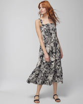 PATTERNED PALMS BLACK - Midi Bra Dress