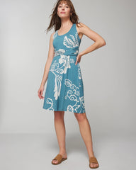 GARDEN TAPESTRY G BLUE - Draped Empire Short Bra Dress