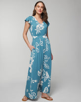 GARDEN TAPESTRY G BLUE - Flutter Sleeve Maxi Bra Dress