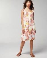 ENCHANTED PALMS KEY LIME - Smocked Flutter Sleeve Mini Bra Dress