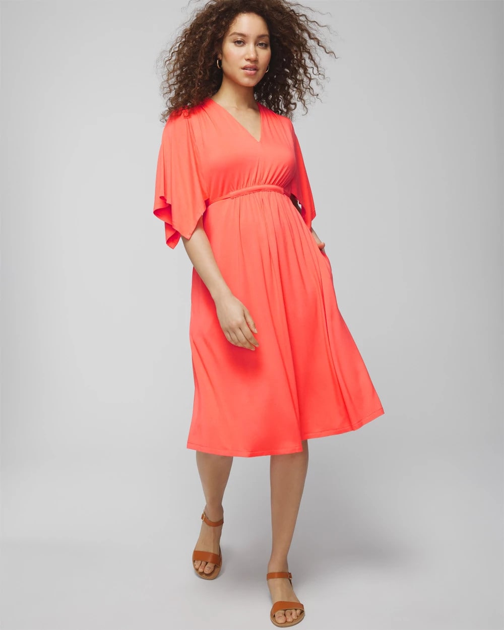 VIVID CORAL - Flutter Sleeve Short Bra Dress