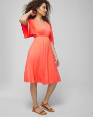 VIVID CORAL - Flutter Sleeve Short Bra Dress