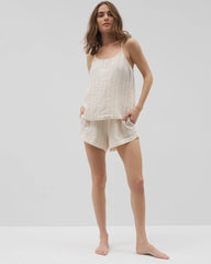 CHAMPAGNE STRIPE - Cotton Gauze Pajama Shorts
