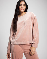 ADOBE ROSE - Velour Crewneck Sweatshirt