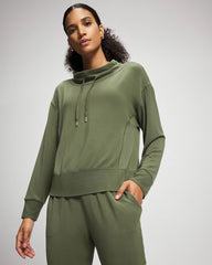 DARK SAGE - Ultrasoft Fleece Relaxed Funnel Neck Sweatshirt