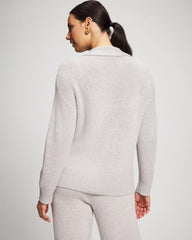 HEATHER STONE - Premier Knit Cable Knit Collared Sweater