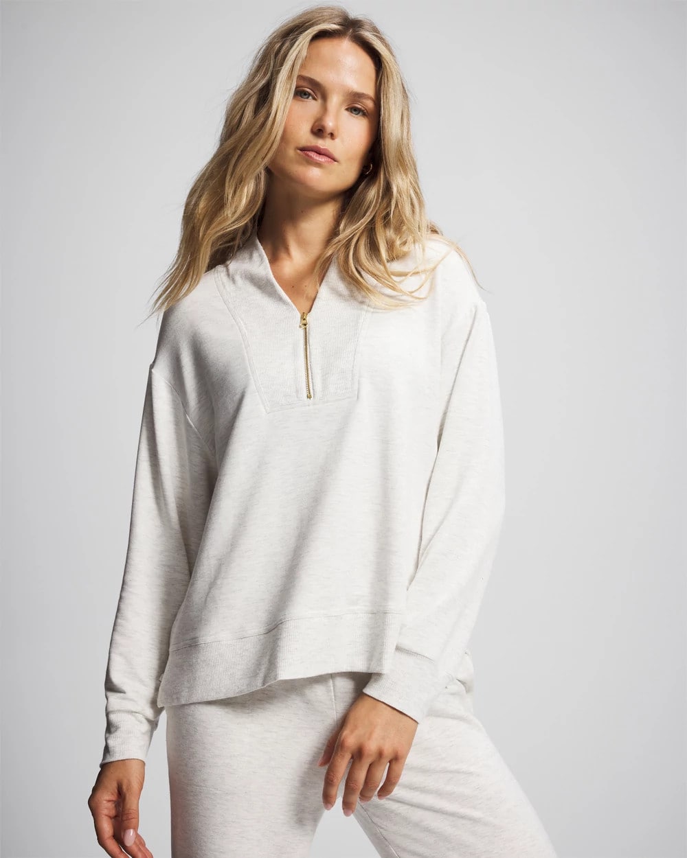 HEATHER DREAM - Ultrasoft Fleece Quarter Zip Sweatshirt