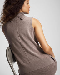 HEATHER FAWN - Premier Knit Sweater Turtleneck Sleeveless Top
