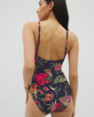 LE TIGRE TROPICAL NAVY - Soma Swim Twist-Front Keyhole One-Piece