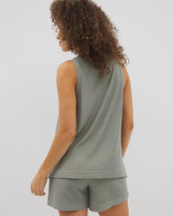 RESTORATION GREEN - Crinkle Knit Tank Top