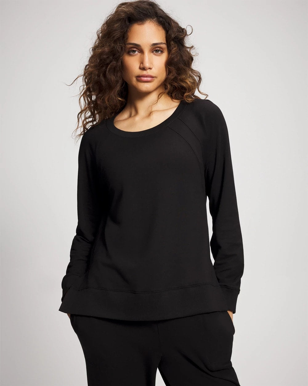 BLACK - Essential Terry Crewneck Sweatshirt