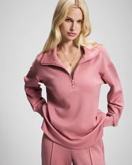 CINDER ROSE - Modern Modal Quarter Zip Sweatshirt