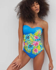 MULTI - Let's Get Away Shirred Bandeau One Piece