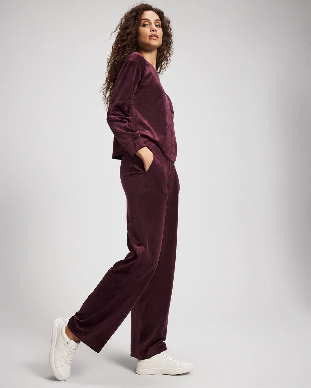 MERLOT - Velour Straight Leg Pants