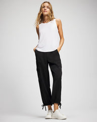 BLACK - Satin Relaxed Cargo Pant