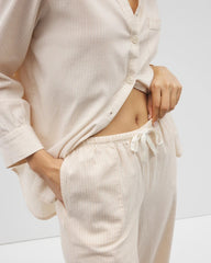 PALE SAND STRIPE - Beach Cotton Crop Pant
