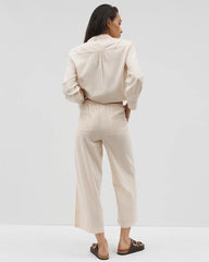 PALE SAND STRIPE - Beach Cotton Crop Pant