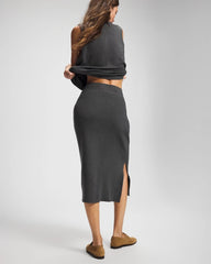 HEATHER QUARTZ - Premier Knit Sweater Midi Skirt