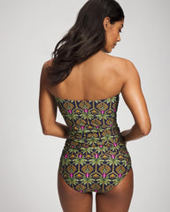 PALMY PATTERNS NAVY - Bandeau Tankini Top