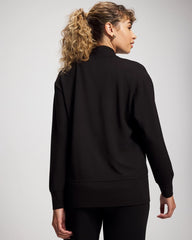BLACK - Ultrasoft Fleece Relaxed Button Up Cardigan