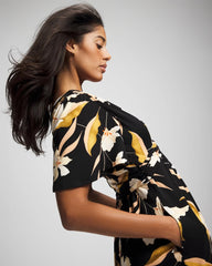 MYSTIC BLOOMS DRAMA BLACK - Pamilla Midi Bra Dress