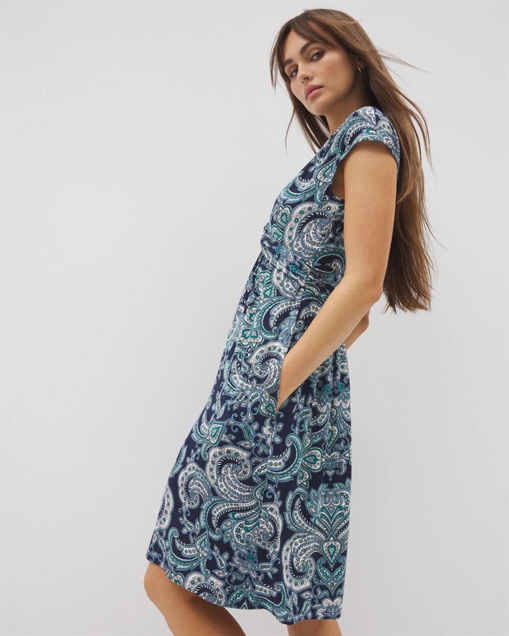 SHOW OFF PAISLEY NAVY - Twist Short Bra Dress