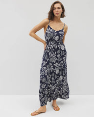 MEANDERING GARDEN A NAVY - Rio Maxi Bra Dress
