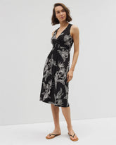 PLUMERIA BLOOMS GRAND BLK - Cross Back Strap Bra Dress