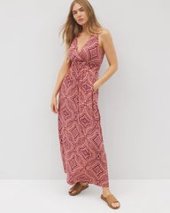 GOA GEO GRAND VELVET PLUM - Isla Cross Back Maxi Bra Dress