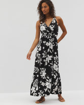 PLUMERIA DREAM G BLACK - Isla Cross Back Maxi Bra Dress