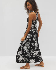 PLUMERIA DREAM G BLACK - Isla Cross Back Maxi Bra Dress