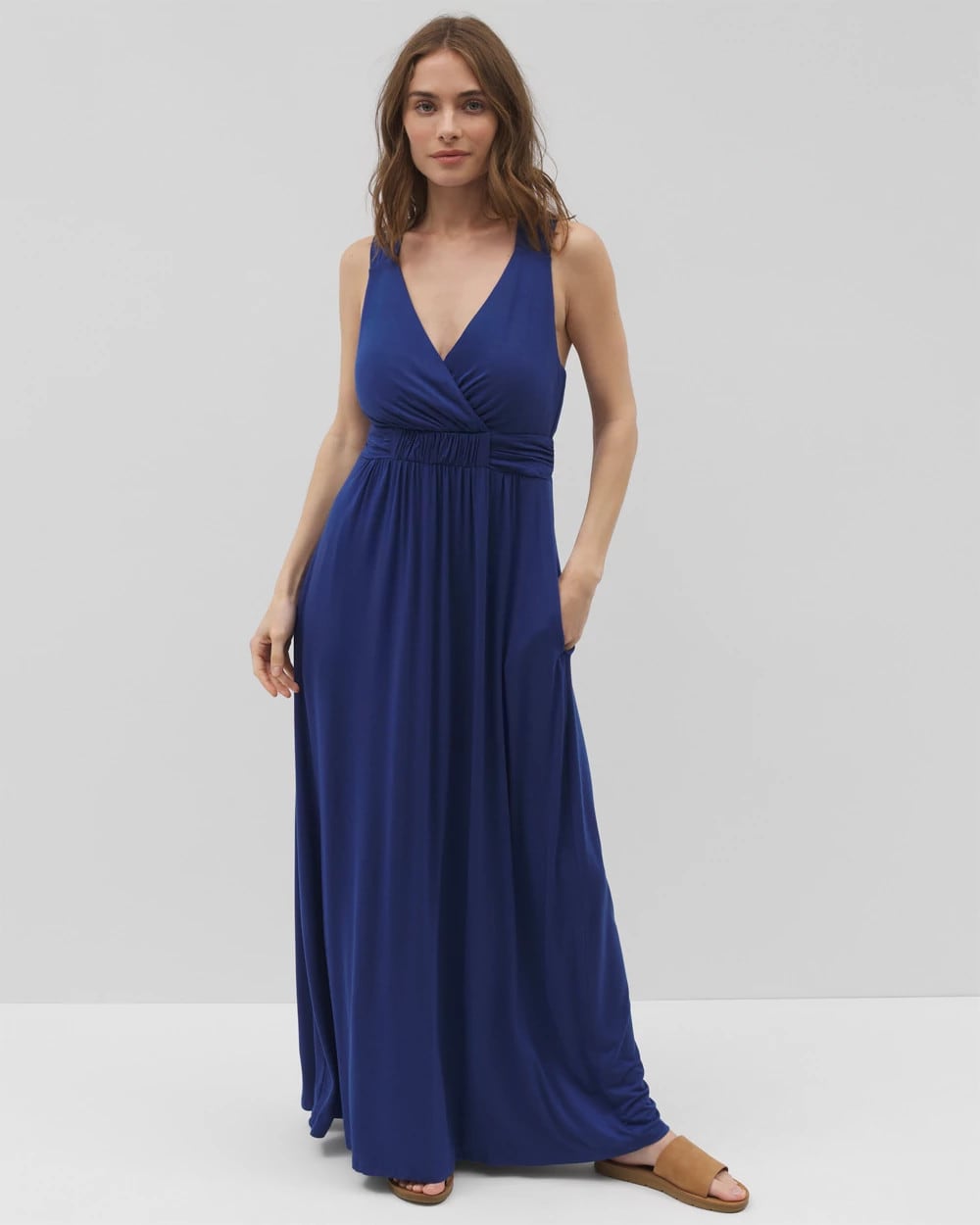 NAVY PEONY - Isla Cross Back Maxi Bra Dress