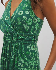 TROPICAL TRELLIS GREEN - Isla Cross Back Maxi Bra Dress