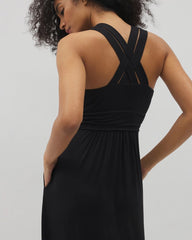 BLACK - Isla Cross Back Maxi Bra Dress