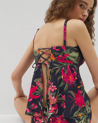 LE TIGRE TROPICAL NAVY - Soma Swim Flyaway Tankini Top