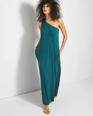 DEEP TEAL - One-Shoulder Maxi Bra Dress